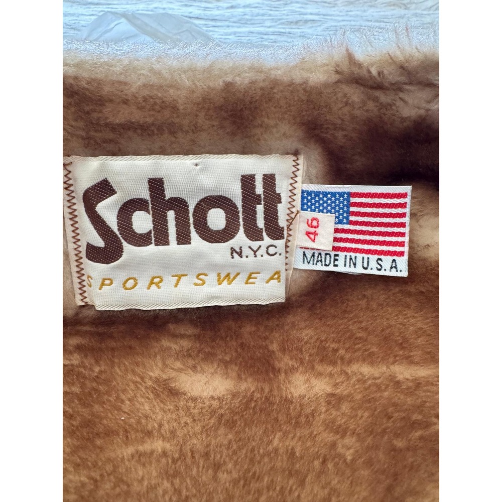 Vintage Schott USA Genuine Shearling Vest Never Worn Size 46 Western Americana - Picture 7 of 7
